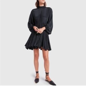 Rhode Caroline Mini Dress Black Long Sleeve Ruffle